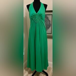 Trina Turk Medium Cotton Emerald Green Maxi Dress - Halter Style